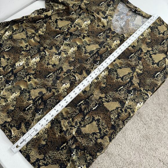 Ulla Popken Tunic Womens 32 Brown Snake Animal Print Button Front Top Travel - Picture 10 of 13